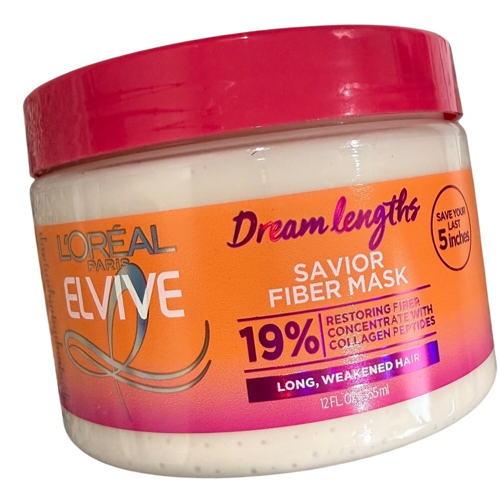 L'Oreal Paris Elvive Dream Lengths Savior Fiber Mask Collagen‎ Peptides 12oz - Picture 7 of 7